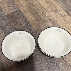 2 pc White  Bowls with Black Rim